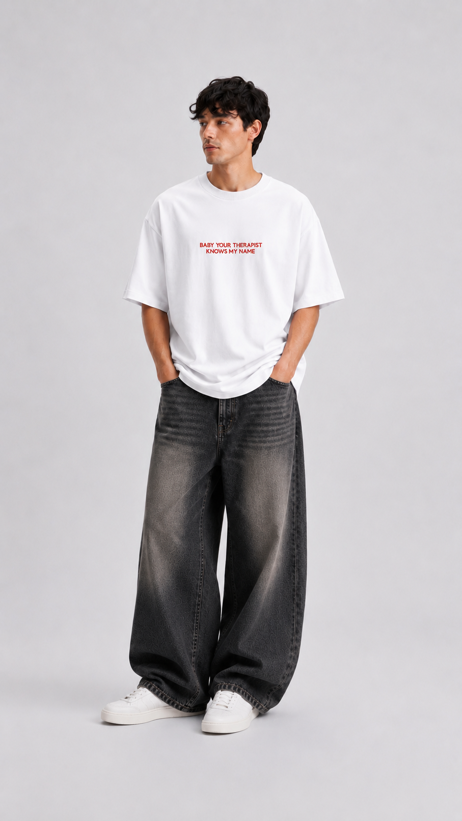 ⁠Therapist White Oversized Tshirt
