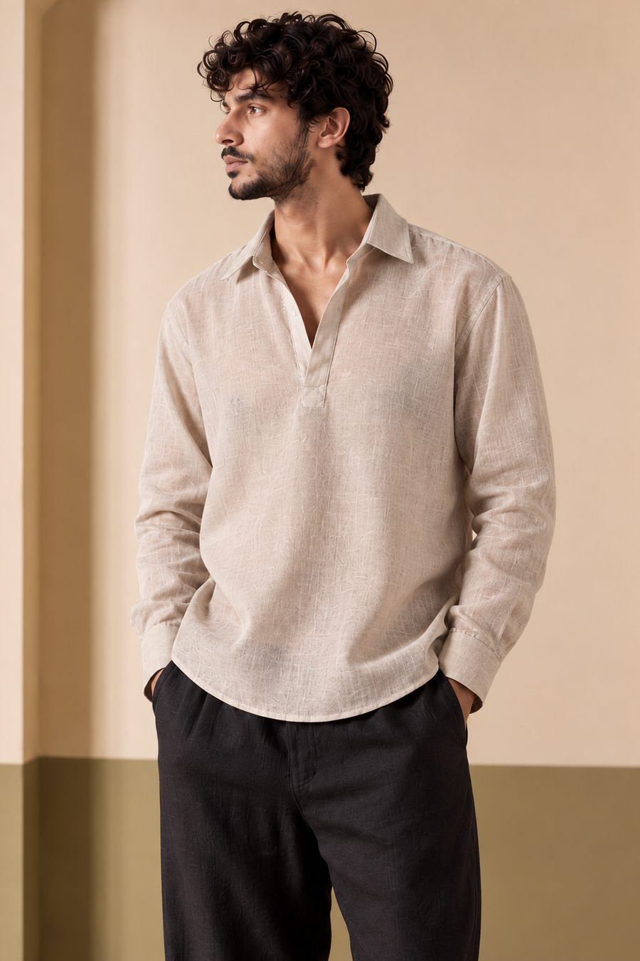 Kurta Linen Shirt - Beige