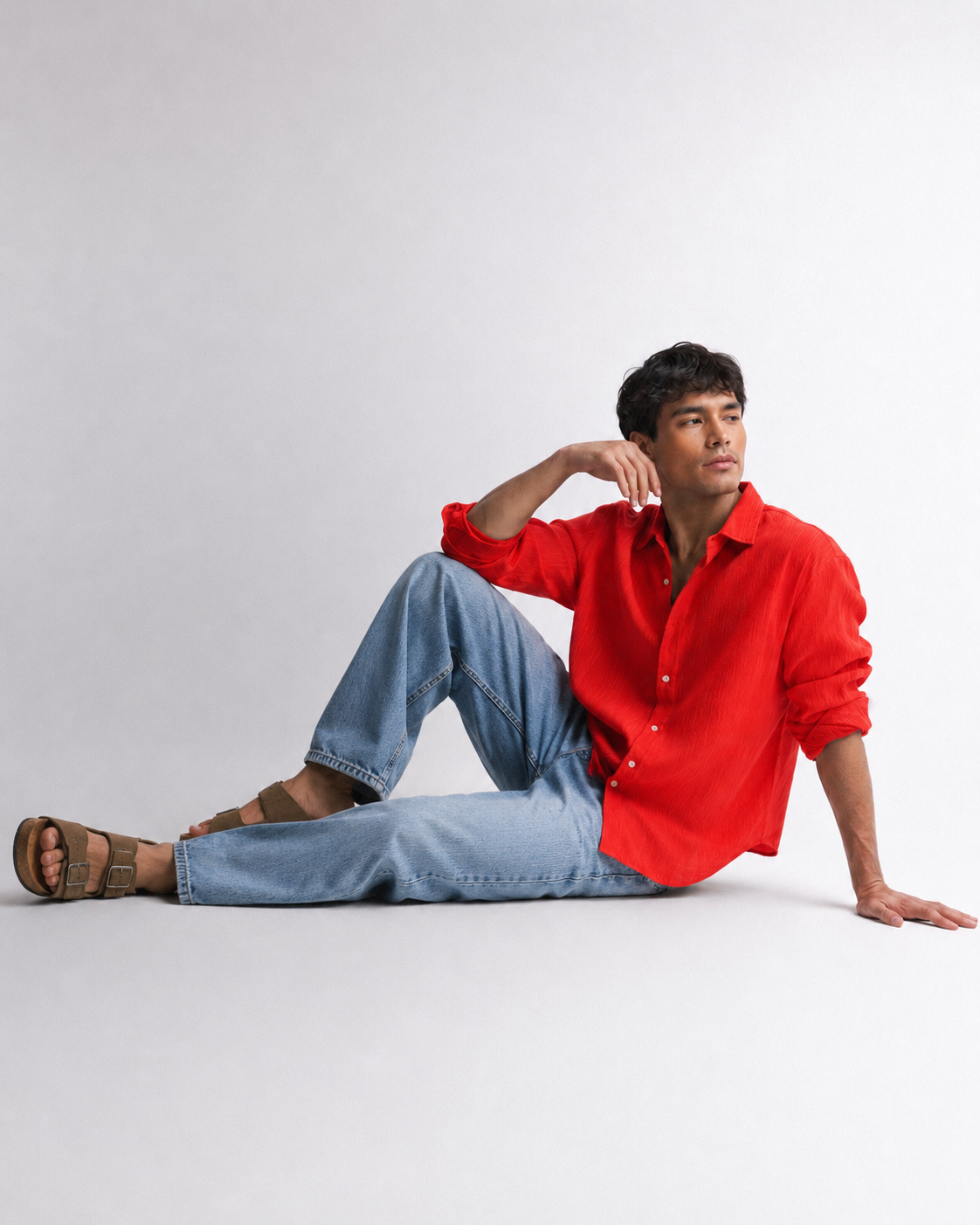 Peach Orange Linen Shirt