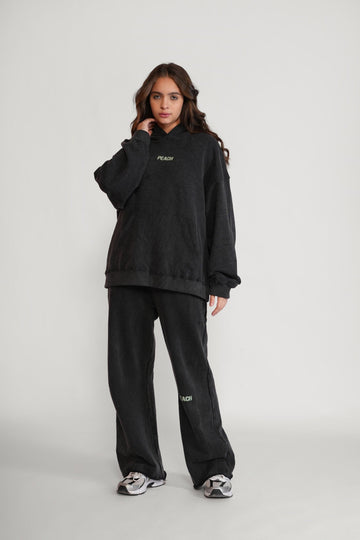 Black Stone Washed Hoodie
