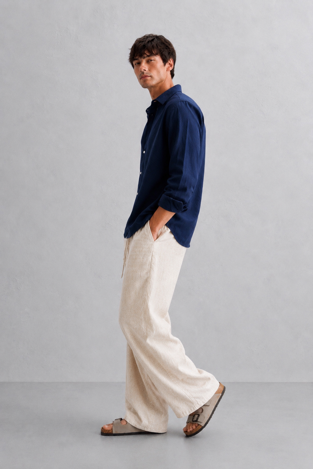 Beige Linen Trouser