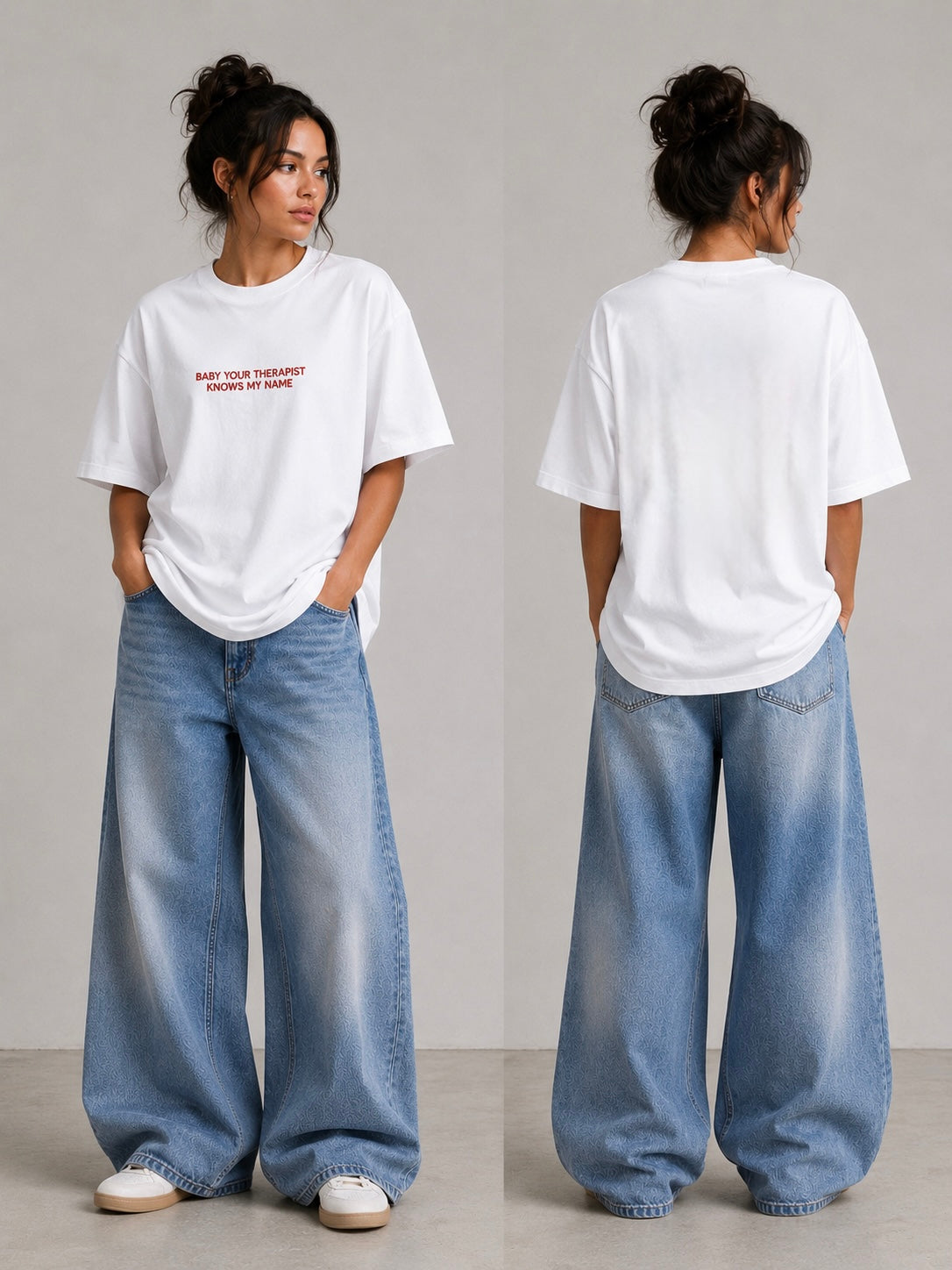 ⁠Therapist White Oversized Tshirt