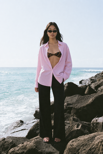 Pink Stripe Linen Shirt