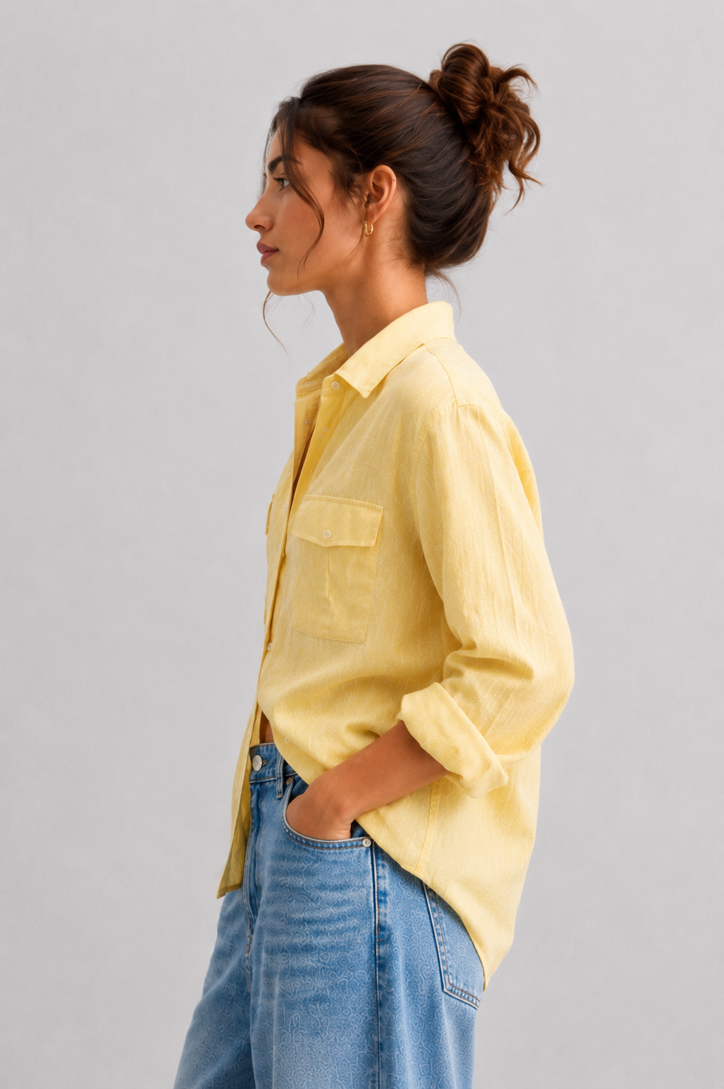Lemon Yellow Linen Shirt