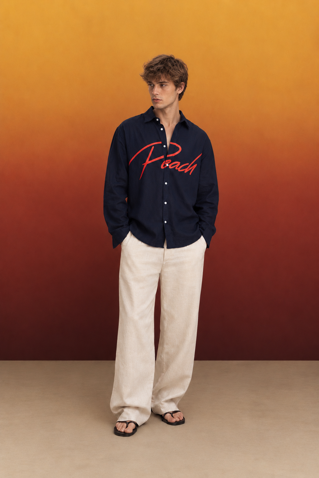 Peach Linen Shirt