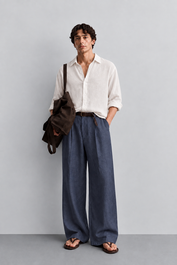 Ice Blue Linen Trouser