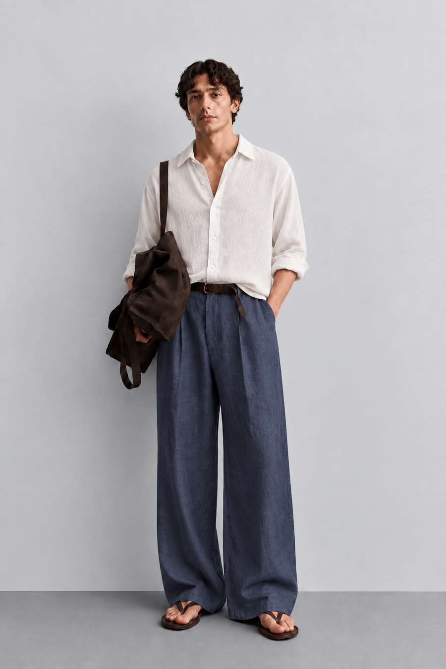 Ice Blue Linen Trouser