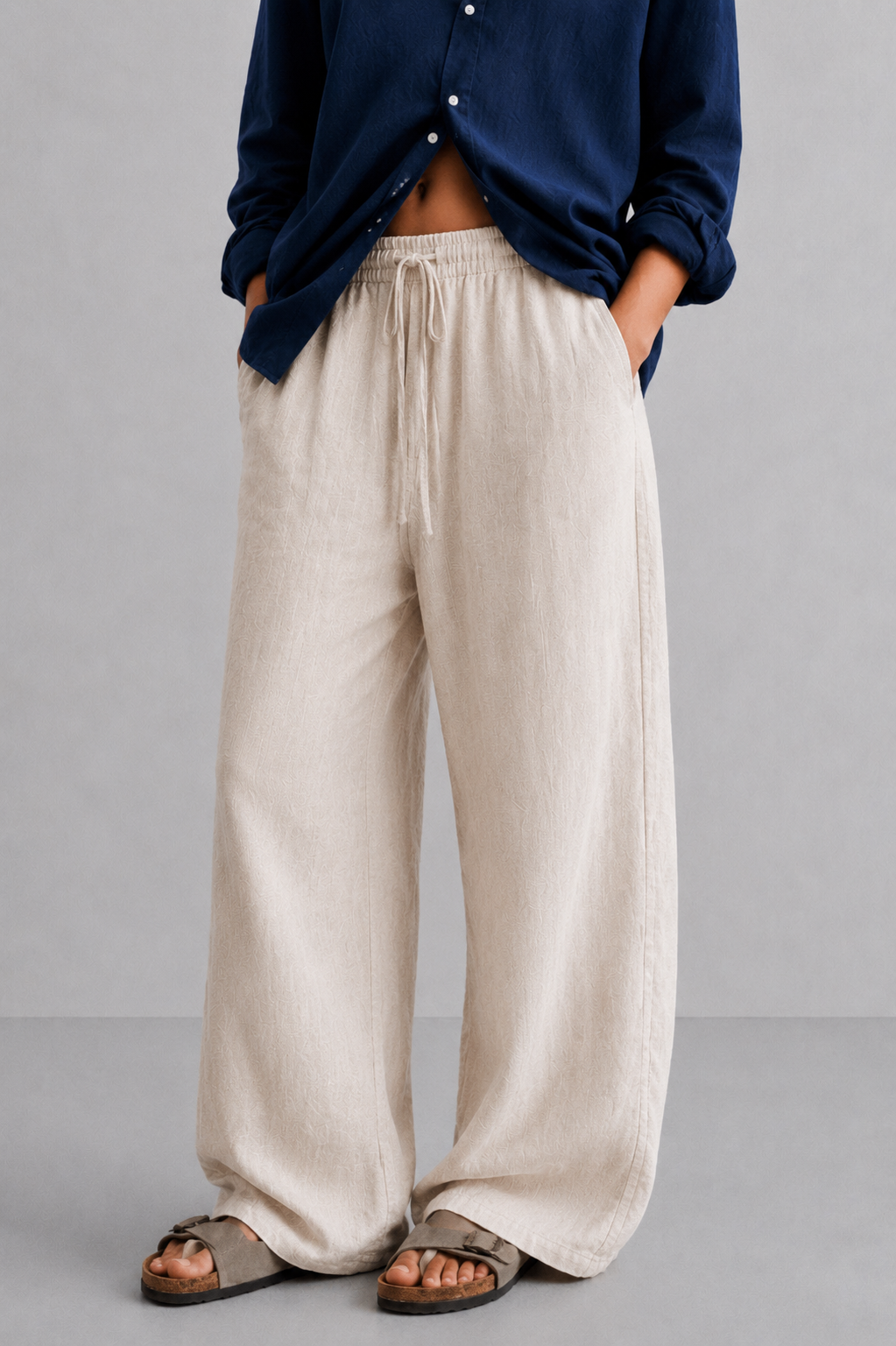 Beige Linen Trouser