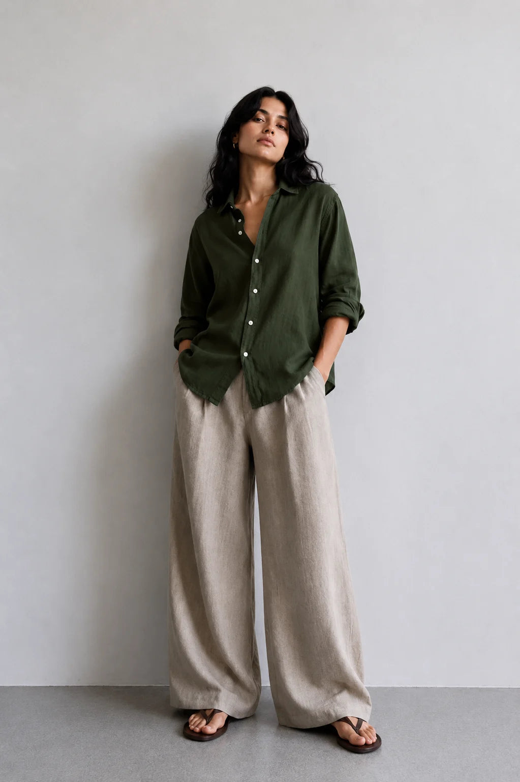 Dark Green Linen Shirt