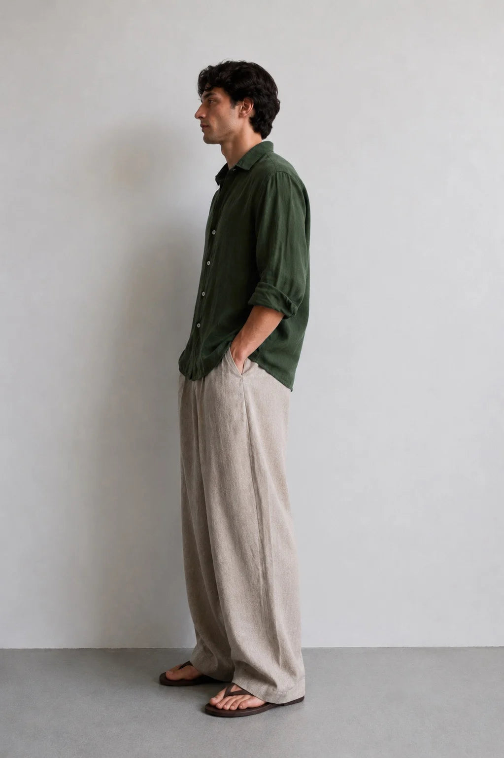 Linen Shirt - Dark Green
