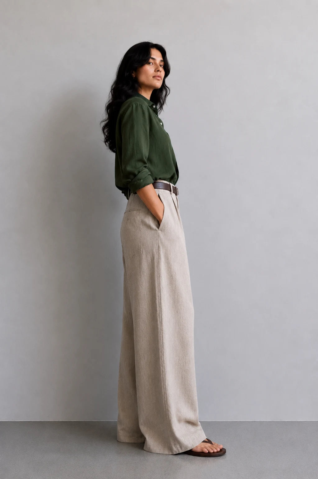 Dark Green Linen Shirt