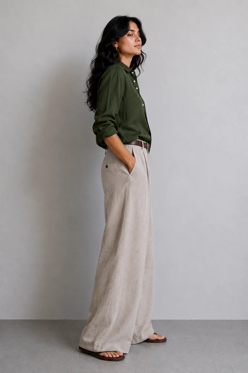 Dark Green Linen Shirt