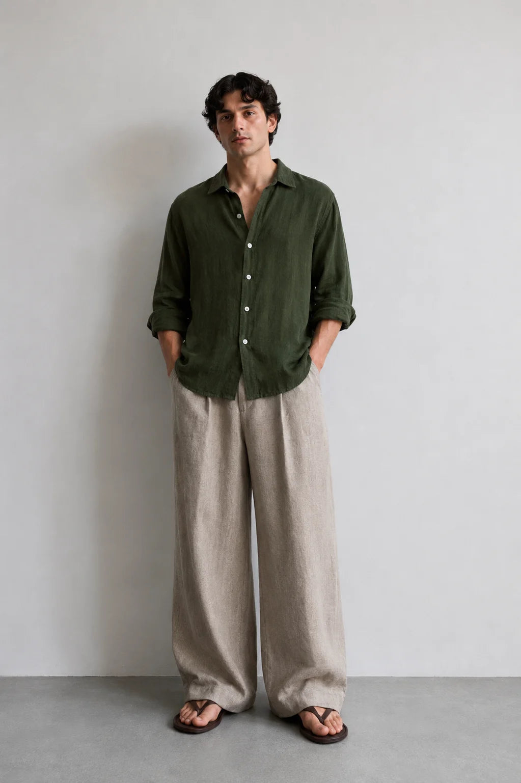 Linen Shirt - Dark Green