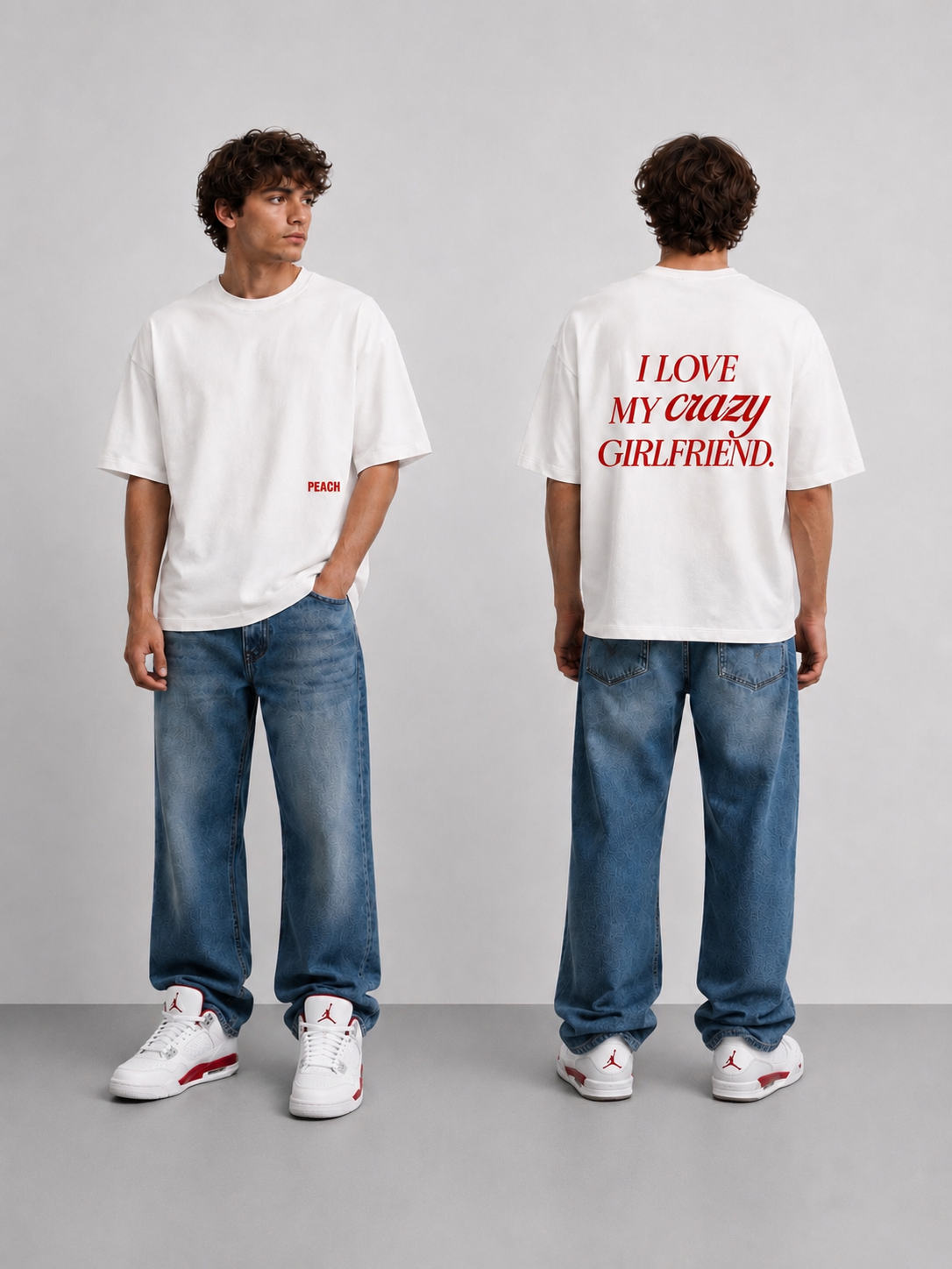 ⁠Girlfriend White Oversized Tshirt