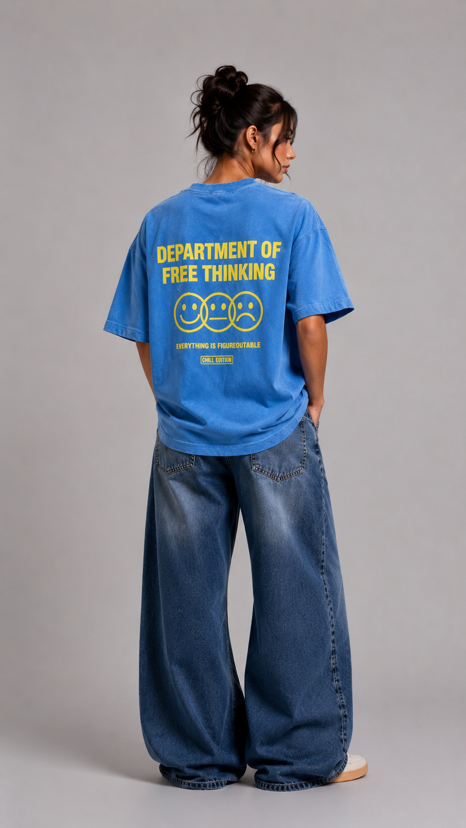 ⁠Free Thinking Blue Oversized Tshirt