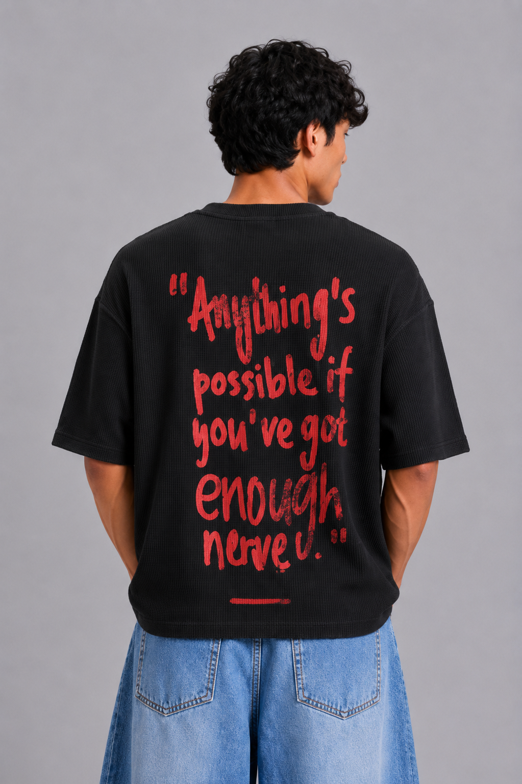 Nerve Black Washed Waffle Tshirt