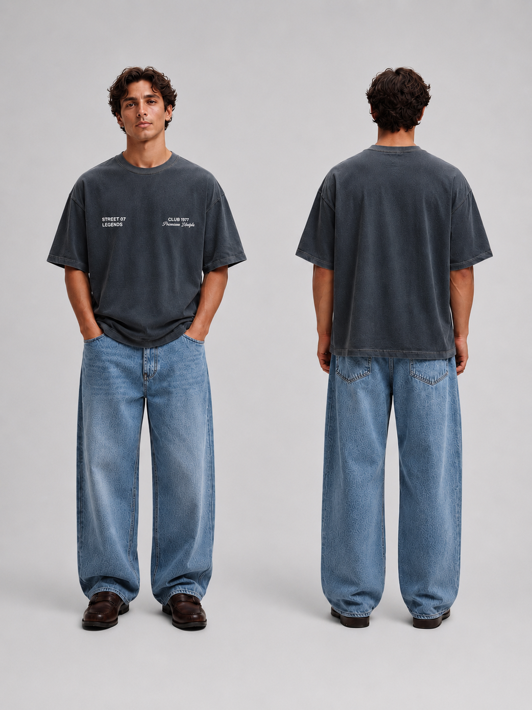 ⁠Club 1977 Black Oversized Tshirt