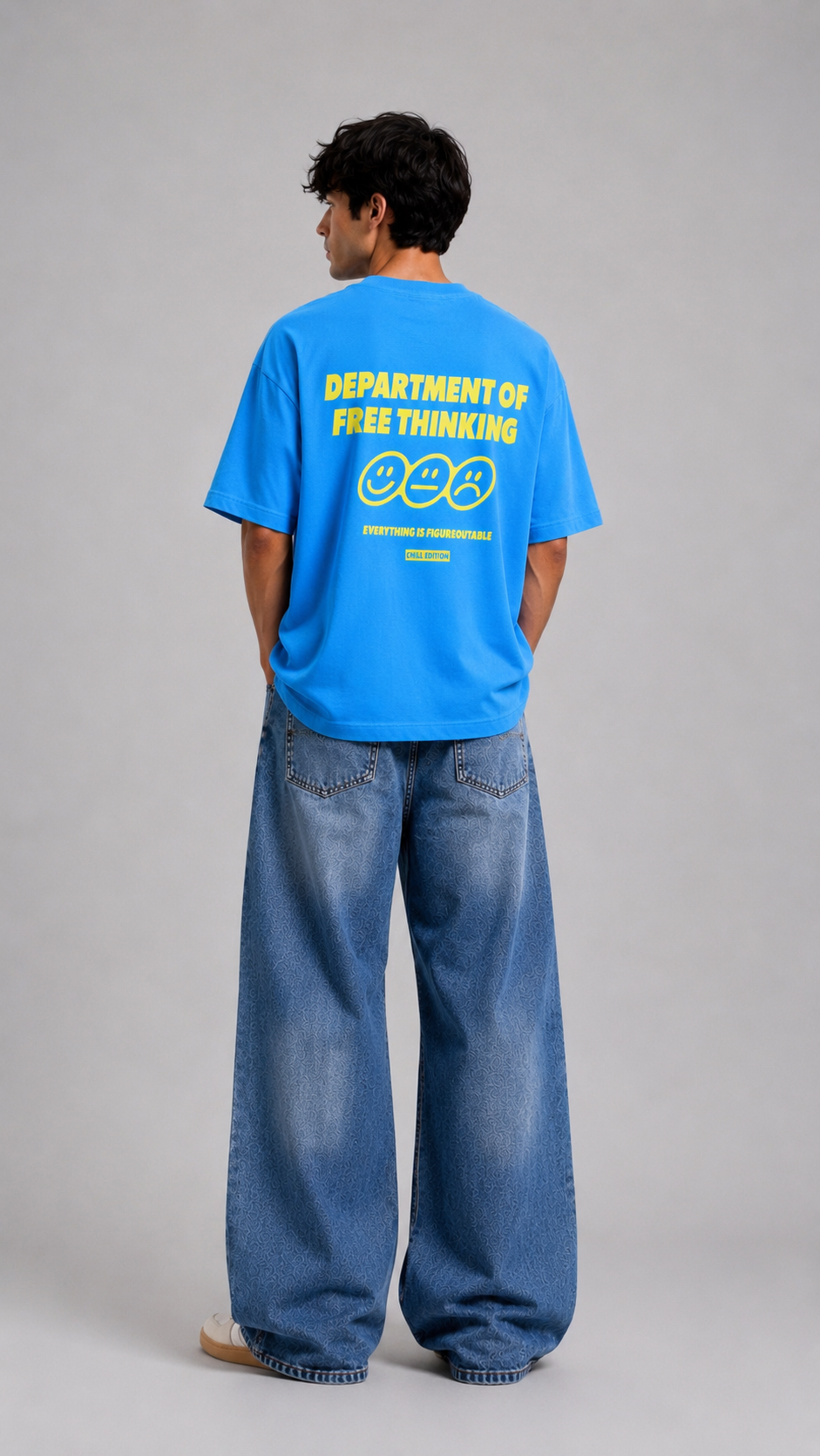 ⁠Free Thinking Blue Oversized Tshirt