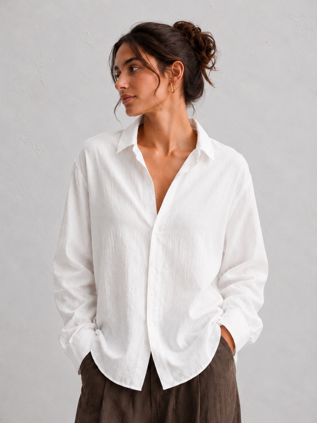 Offwhite Textured Linen Shirt