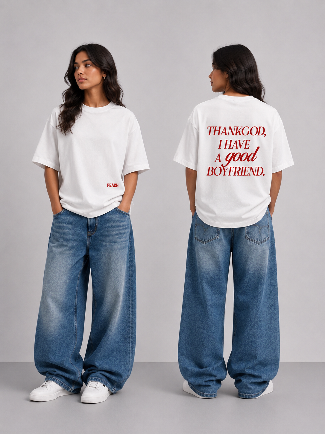 ⁠Boyfriend White Oversized Tshirt