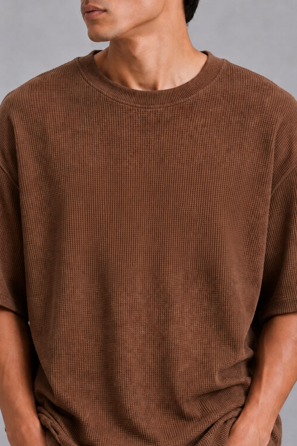 Brown Washed Waffle Tshirt