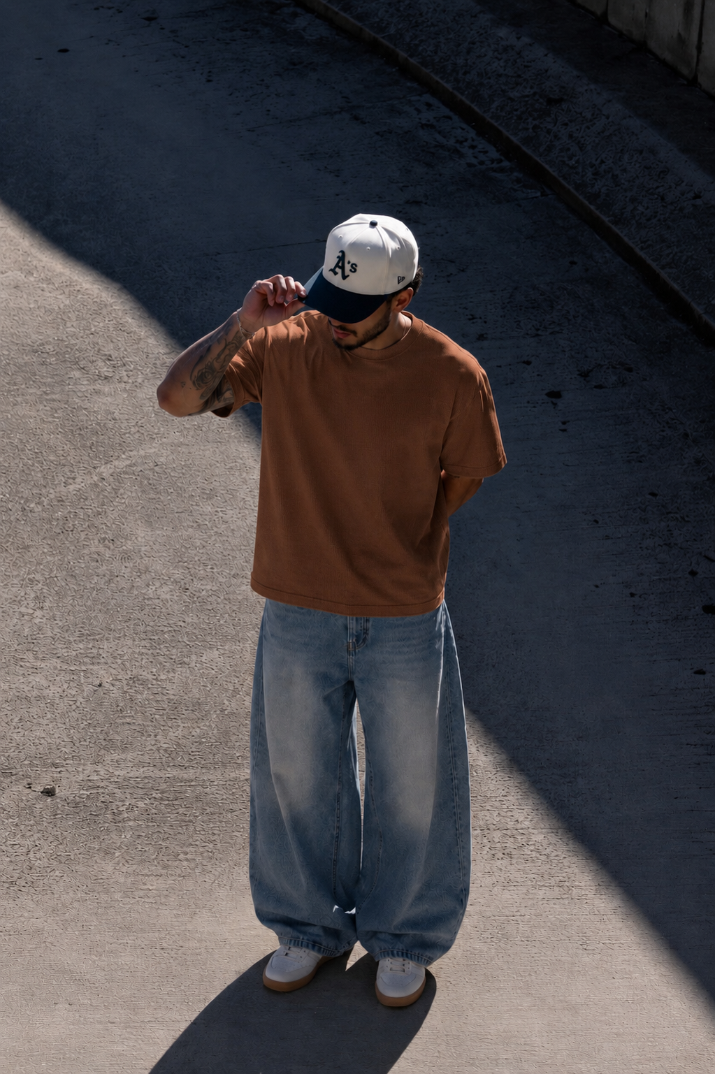 Brown Washed Waffle Tshirt