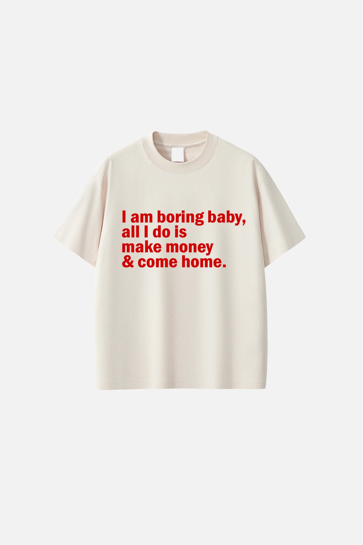 Oversized Graphic Soft Touch T-Shirt - Boring Hustler Offwhite