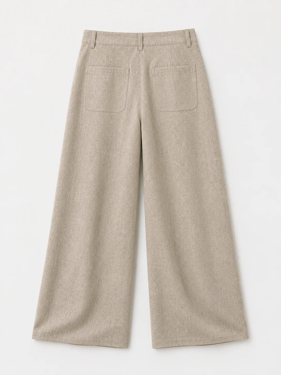 Natural Beige Linen Wide Leg Trousers