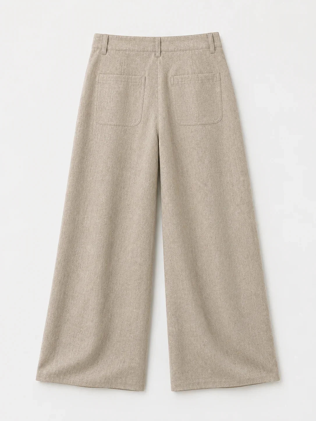 Linen Wide Leg Trousers - Natural Beige
