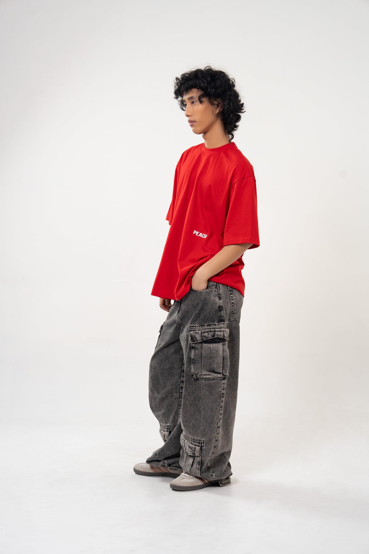 Oversized Graphic Soft Touch T-Shirt - Vodka Red