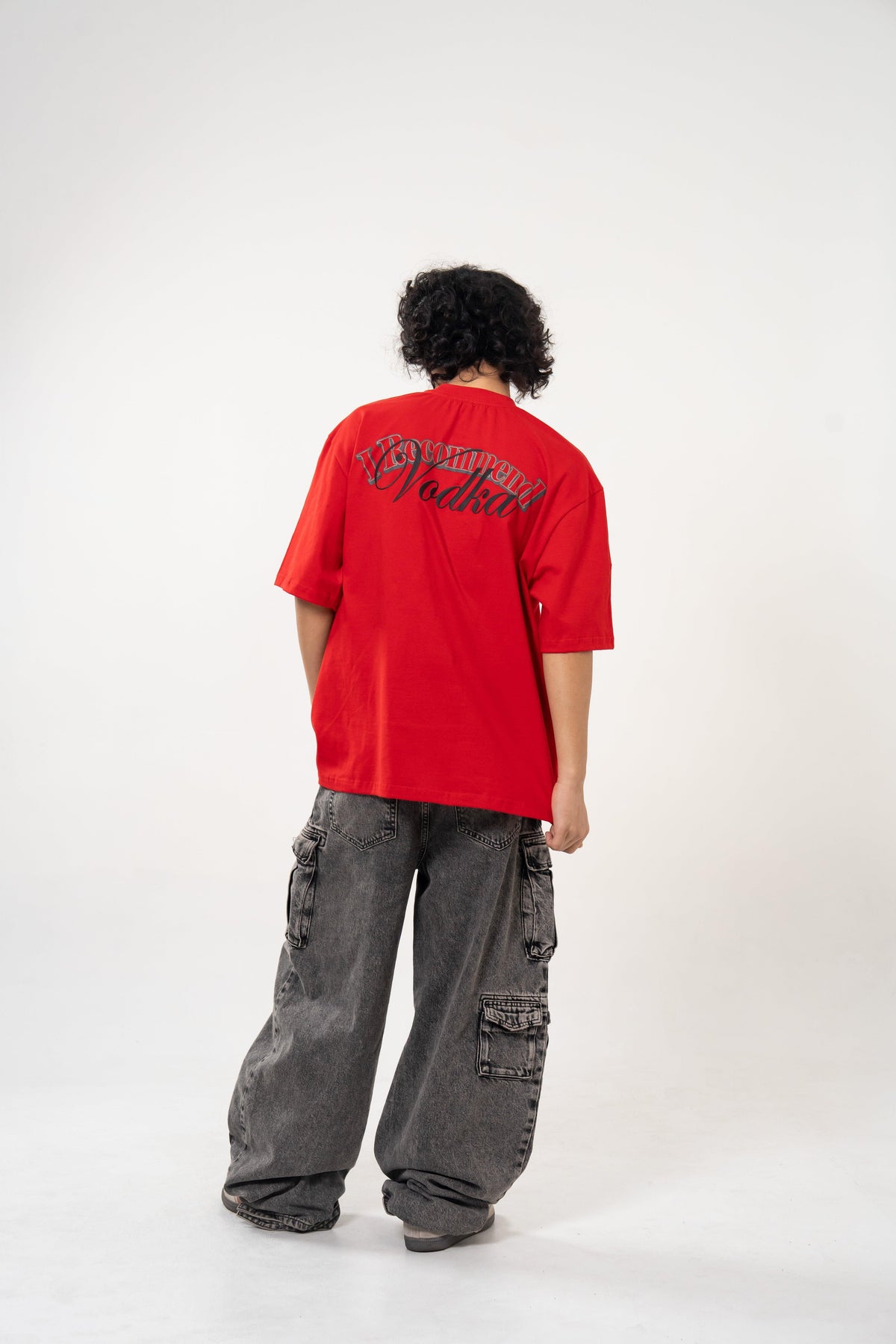 Oversized Graphic Soft Touch T-Shirt - Vodka Red