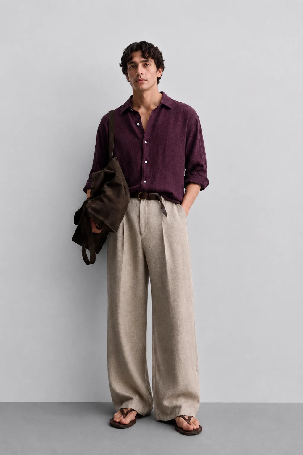 Wine Red Linen Shirt
