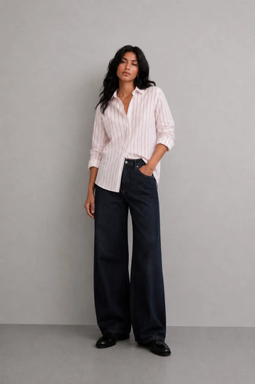 White Red Stripe Linen Shirt