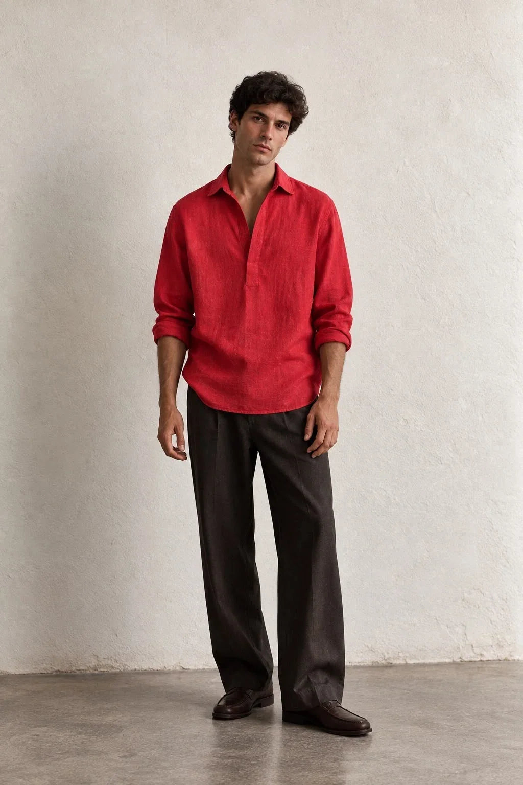 Kurta Linen Shirts - Brick Red
