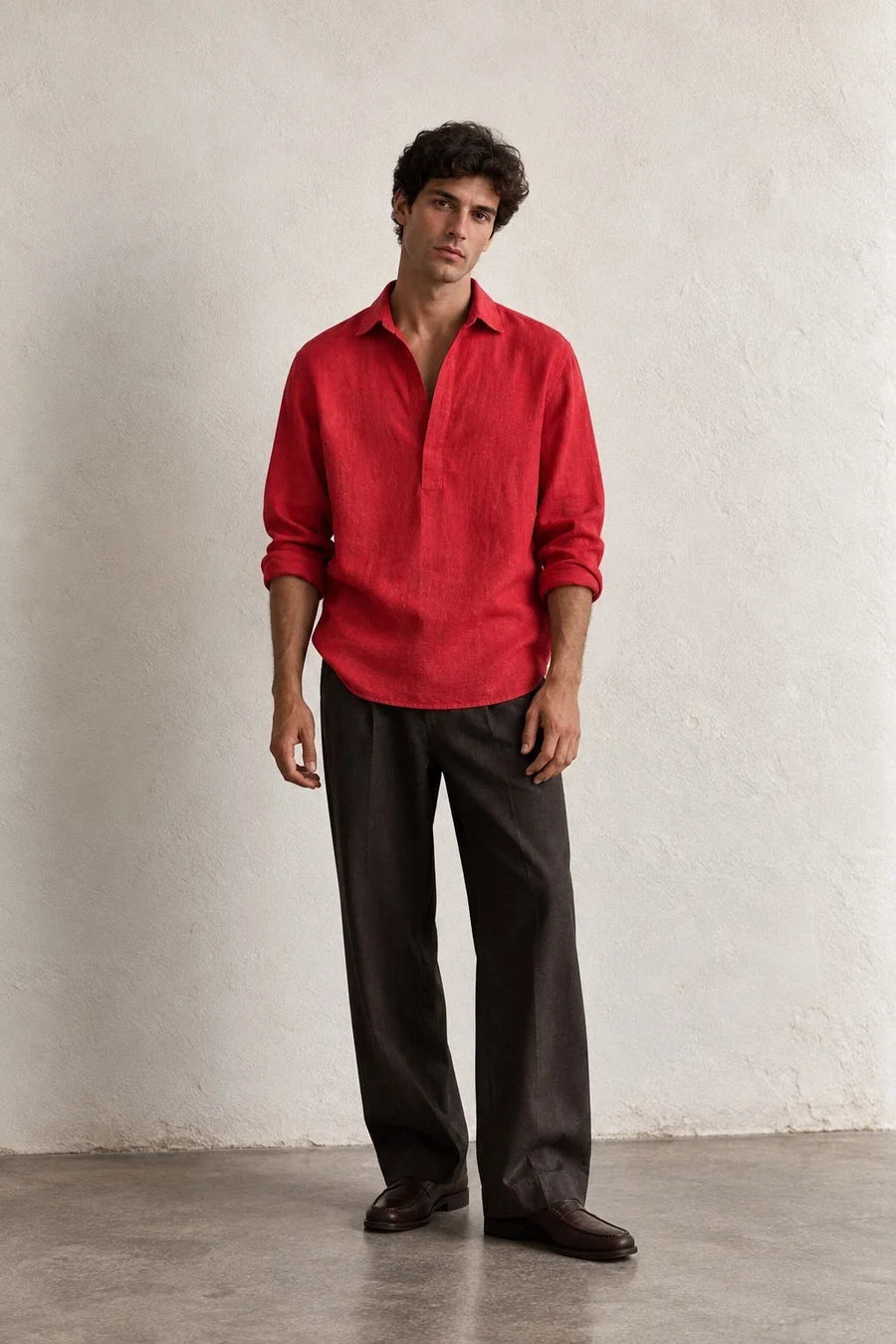 Kurta Linen Shirts - Brick Red
