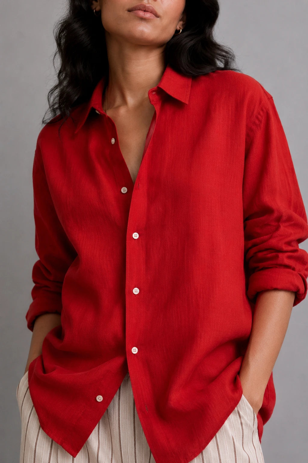 Brick Red Linen Shirt
