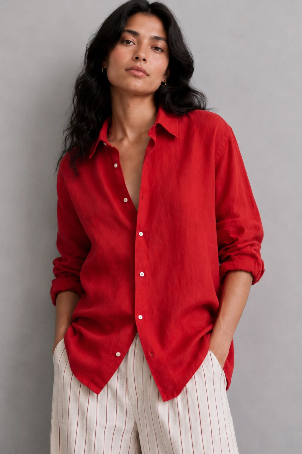 Brick Red Linen Shirt
