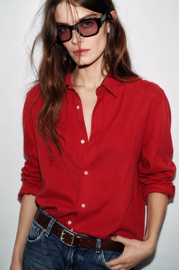 Brick Red Linen Shirt