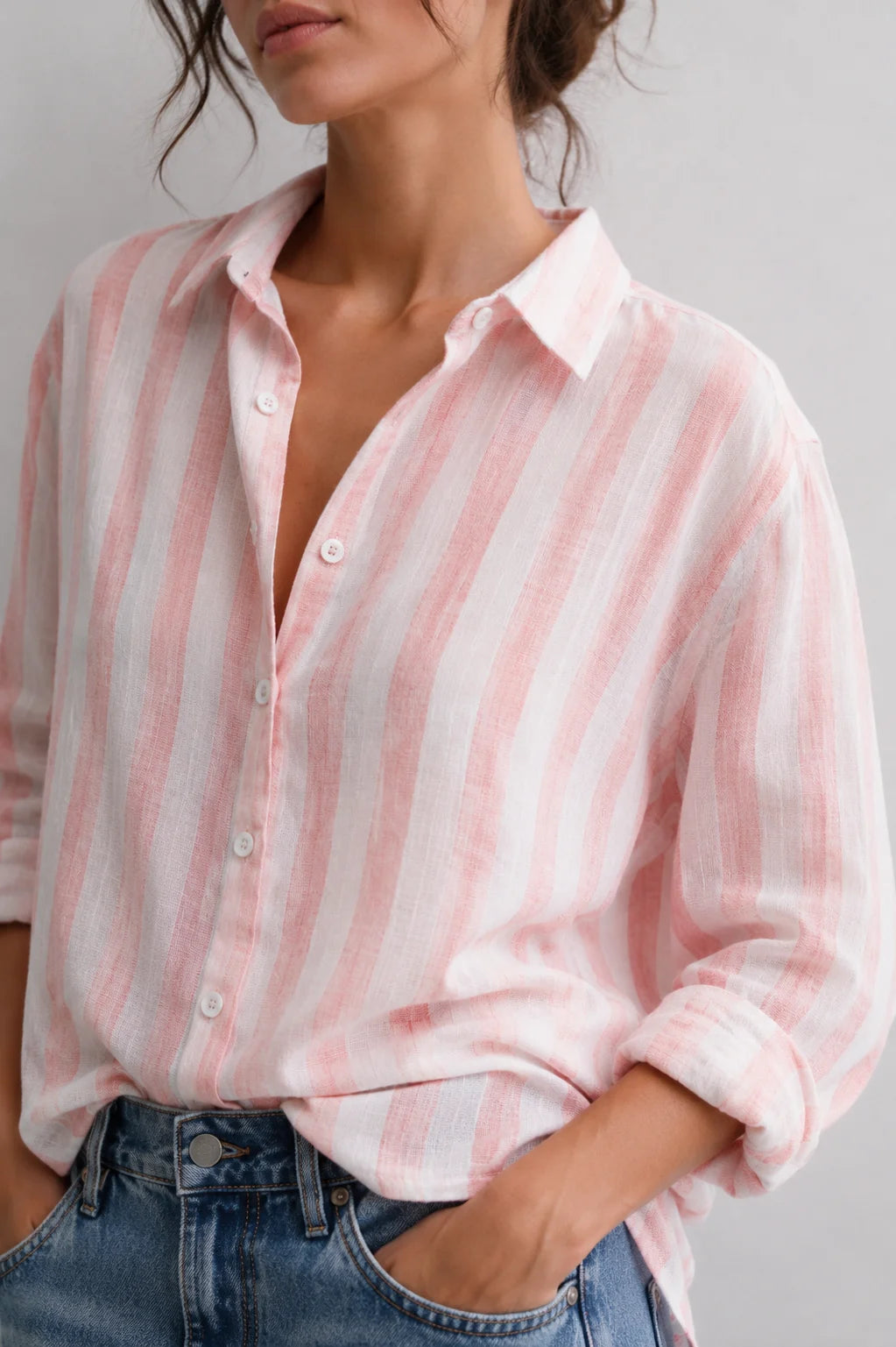 Pink Resort Stripe Linen Shirt