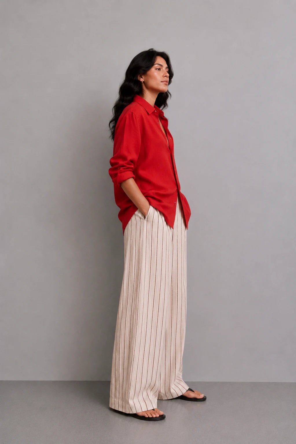 Brick Red Linen Shirt