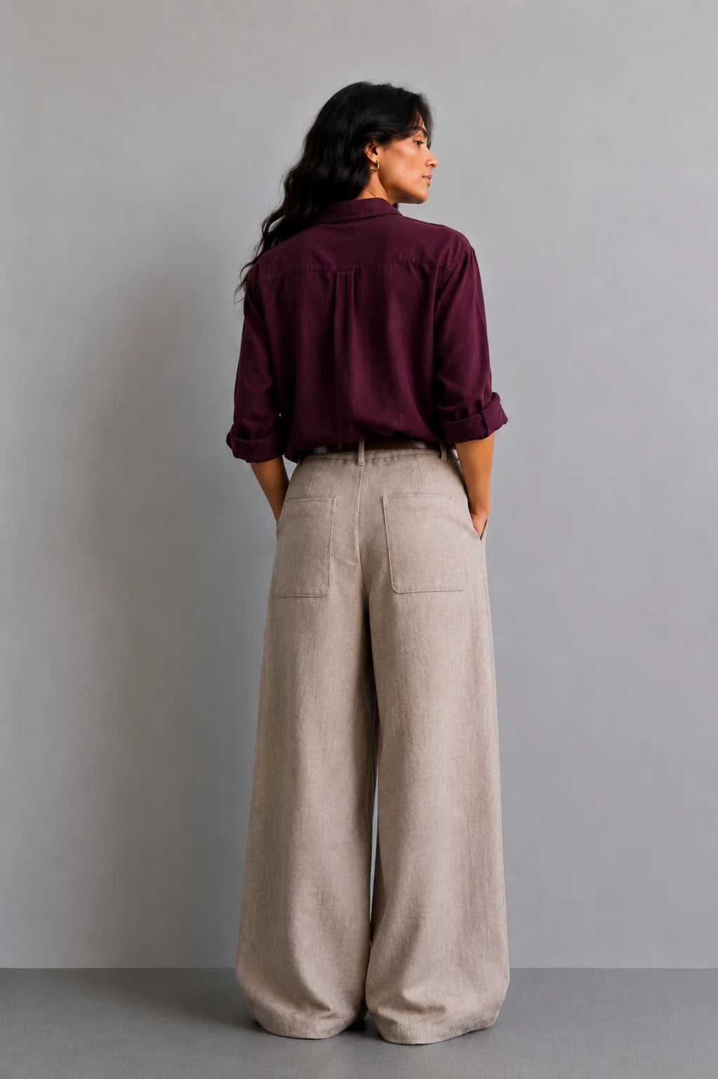 Wine Red Linen Shirt
