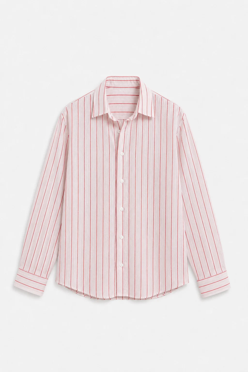 White Red Stripe Linen Shirt