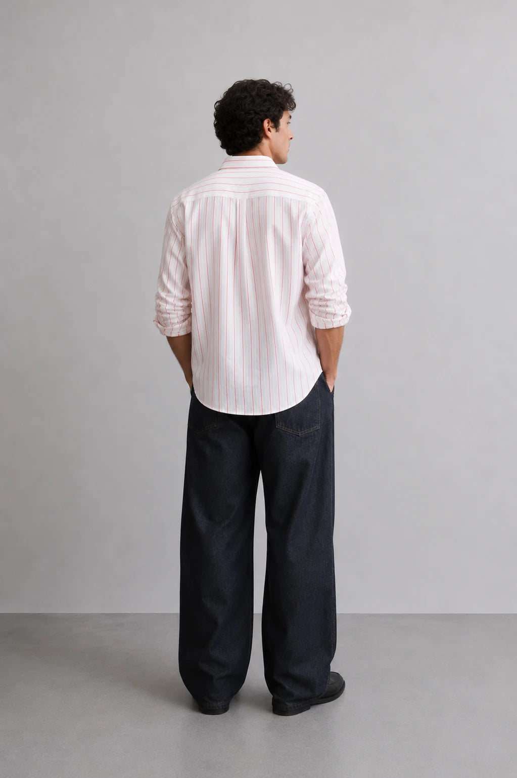 White Red Stripe Linen Shirt