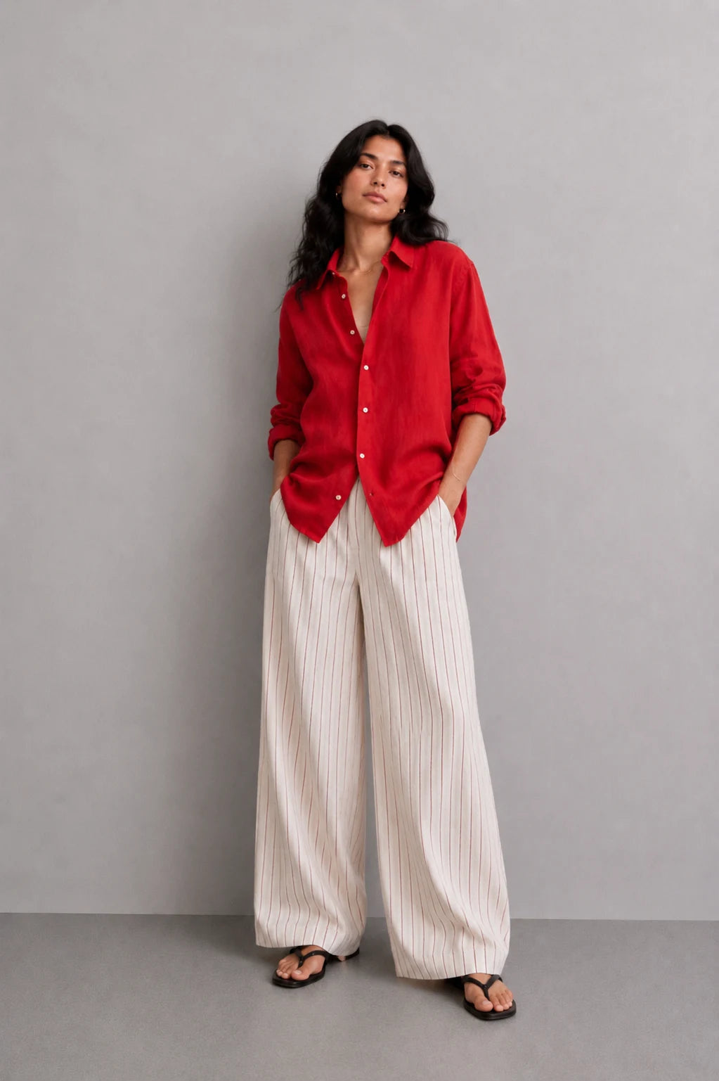 Brick Red Linen Shirt