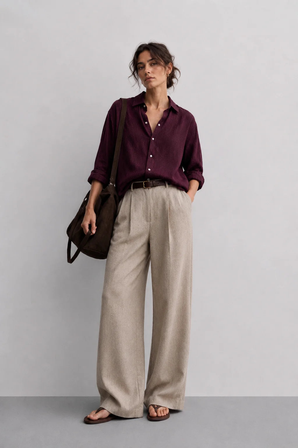 Wine Red Linen Shirt
