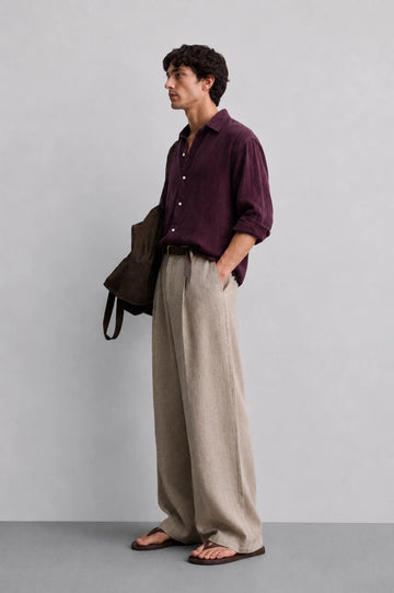 Wine Red Linen Shirt