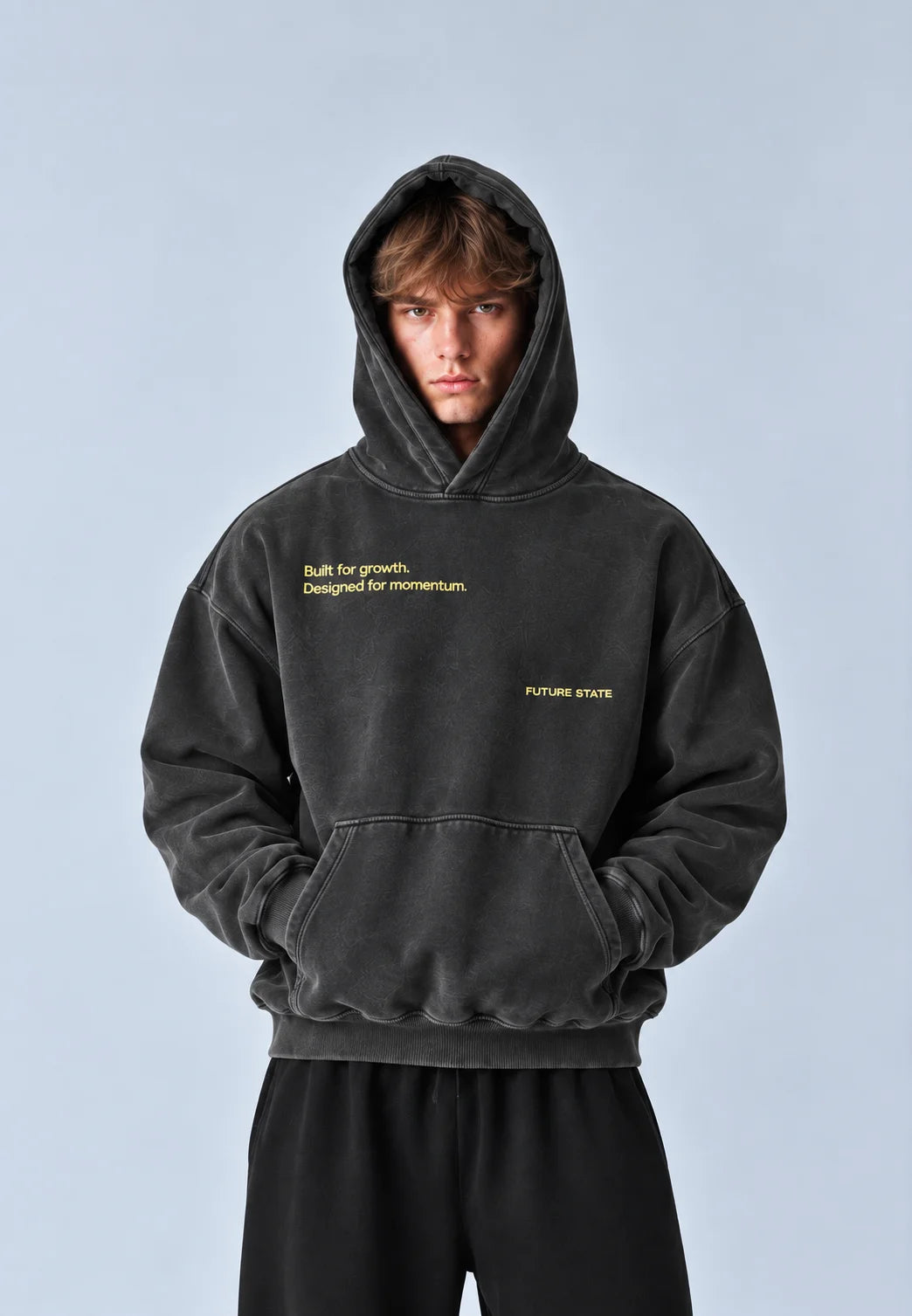 Printed Washed Hoodie